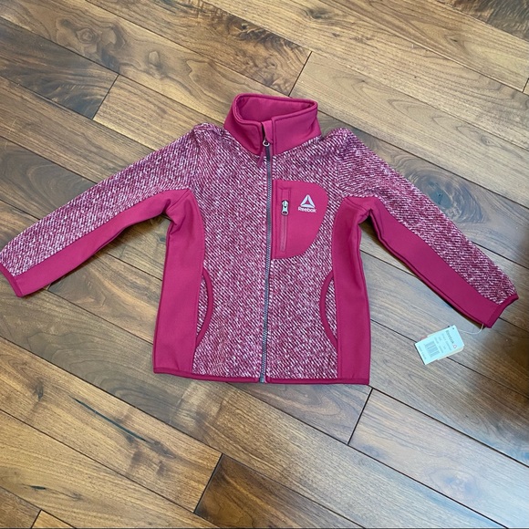 Reebok Girls full zip Burgundy Jacket Tweed Colorblock size 5 - 6 - Picture 1 of 7